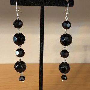 Black Glass Bead Earrings